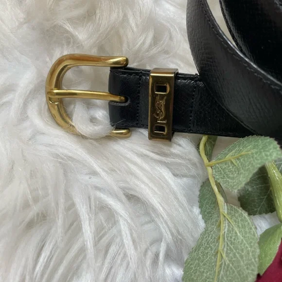 Vintage YSL leather Brass Buckle Belt - Picture 5 of 8